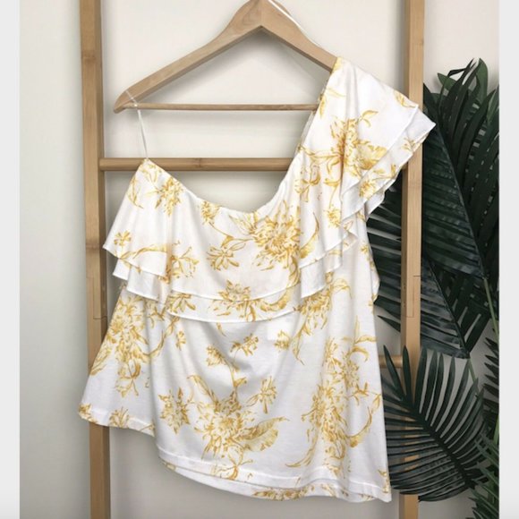 SOLD Witchery Yellow Floral Print Top XL - Picture 3 of 12